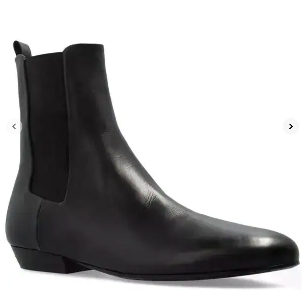 Marsell Black Leather Chelsea Boots Made in Italy Size 38 Almond Toe Ankle Boot